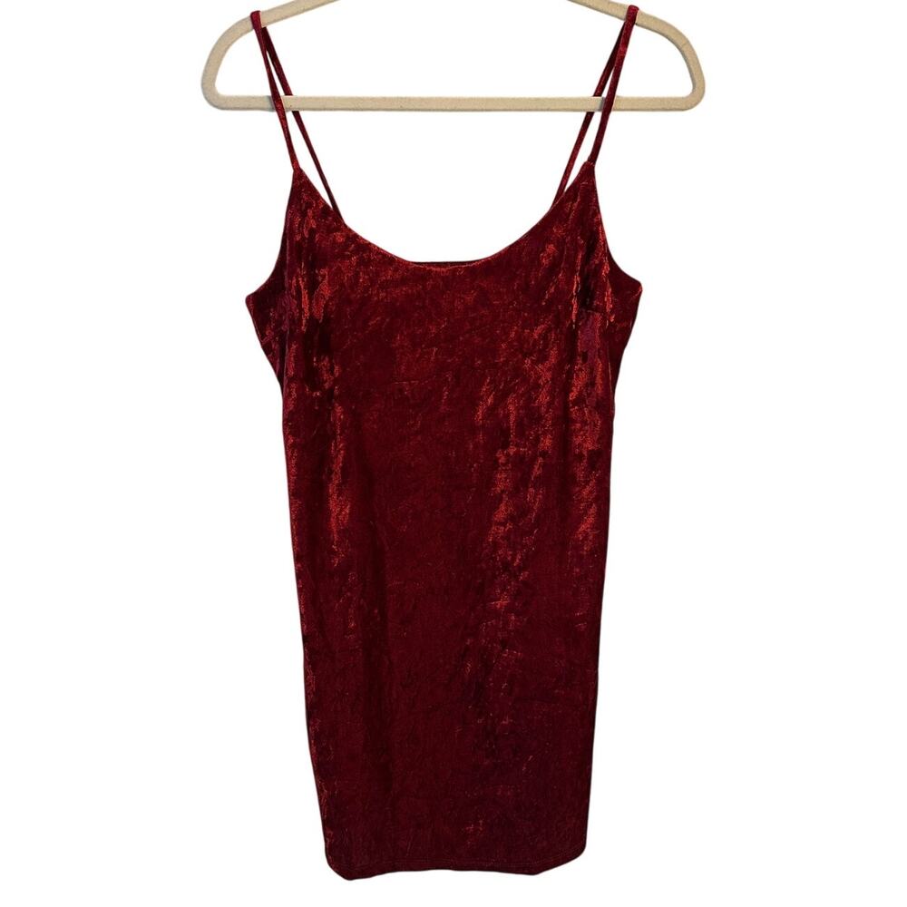 Oxblood Red Velvet Mini Bodycon Dress - Size M - Forever21